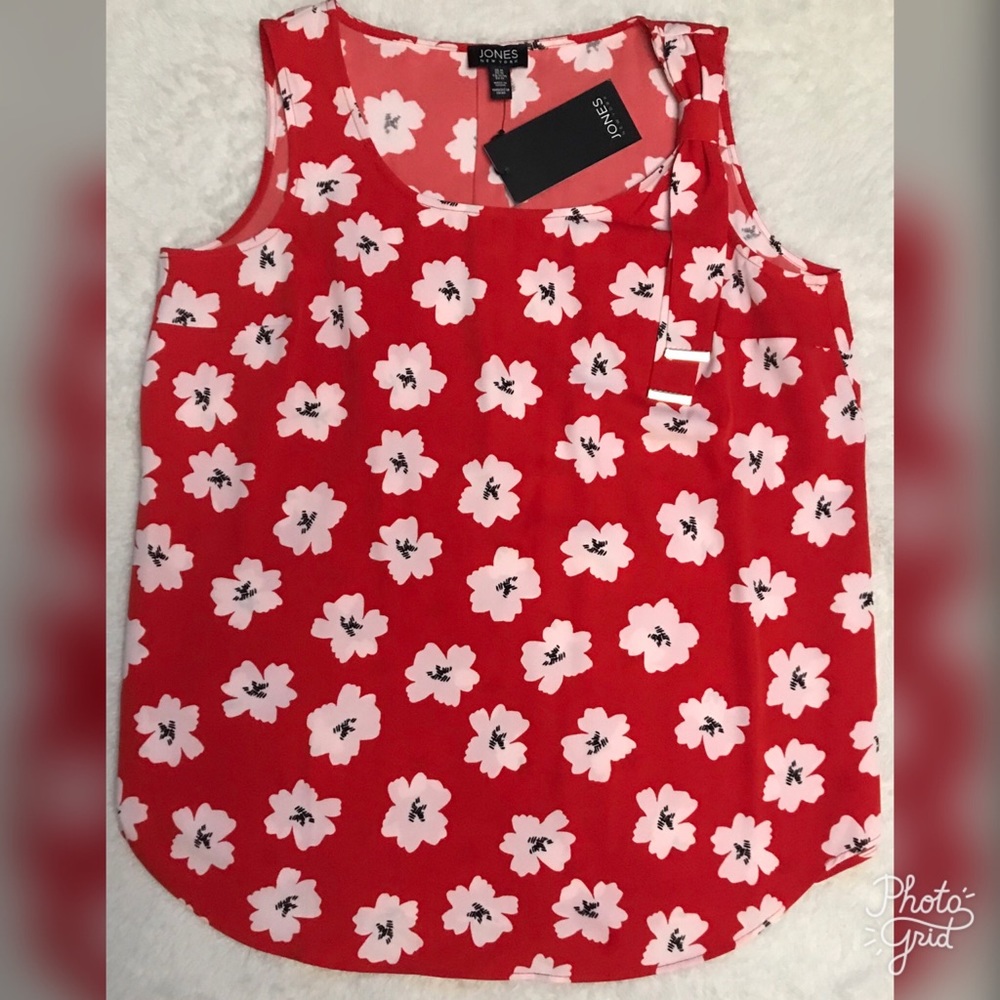 Jones New York Poppy Fields Tie Detail Blouse